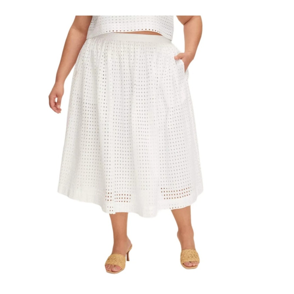 Size 4X | Women's Eyelet Volume Midi Skirt - kate spade x Targe White